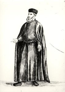 Vůdce dělníků z benátského arzenálu (akvarel na papíře) (černobílá fotografie) od Jan van Grevenbroeck