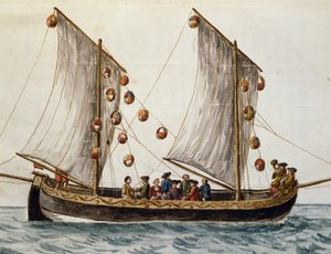 Benátská loď vyzdobená pro svátek Vykupitele, Jan Grevenbroeck (1731-1807), akvarel, Itálie od Jan van Grevenbroeck