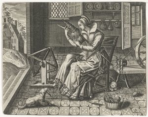 Spinster v interiéru od Jan van Halbeeck
