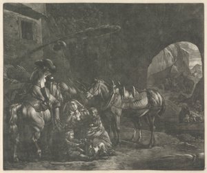 Matka dvou dětí od Jan van Huchtenburg