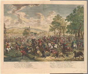 Jezdecká bitva, asi 1702 Praelium v ​​Belgii / Bitva o Nizozemsko (název na předmětu) od Jan van Huchtenburg