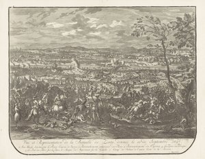 Struska bij Senta, 1697 Pohled a znázornění bitvy u Zenty z 11. září 1697 (název na objektu) od Jan van Huchtenburg