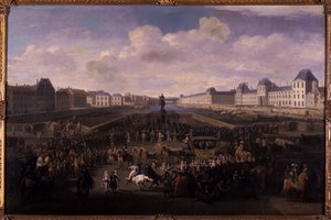 Ludvík XIV. se blíží k Pont Neuf, Paříž, 1674 (olej na dubu)
