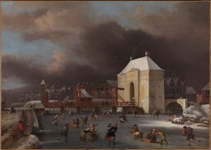 Pohled na Heiligewegspoort v Amsterdamu, cca 1660-80 (olej na plátně) od Jan van III Kessel
