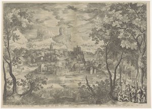 Landschap met Christus die een démon uitdrijft bij een stomme man Vyhání ubohého lorda Cacodaemona, posedlý mýtem, pronáší duchům výmluvná slova. Královský