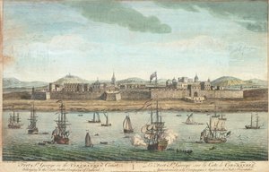 "Pevnost Fort Saint George na pobřeží Coromandel od Jan van Ryne