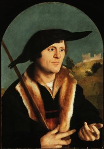 A Pilgrim, c.153040 (olej na klenutém masonitovém panelu) od Jan van Scorel