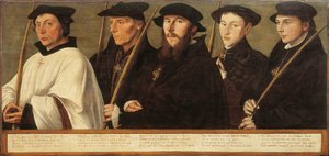 Pět členů Utrechtského bratrstva jeruzalémských poutníků, cca 1541 od Jan van Scorel