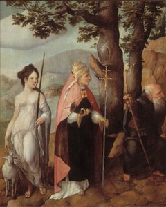 Triptych s obrazem Vjezd Krista do Jeruzaléma, světci a na vnější straně křídel patrony rodiny Van Lokhorstů. od Jan van Scorel