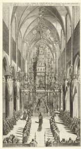 Lijkdienst voor Filips IV te Brussel, 1665 Hořící kaple a pohřební průvod Philippe IIIe roy des Espaignes v kostele Ste. Gudule v pořadí s. přebytek. markýz z Castel Rodrigo 4. a 5. listopadu 1665 (titul na předmětu)