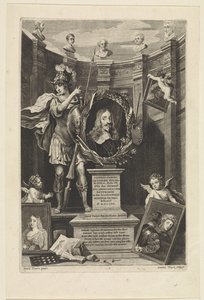 Portrét arcivévody Leopolda Viléma Rakouského jako sběratele umění Theatrum Pictorium (název série) Titulní strana pro: David Teniers, Theatrum Pictorium, 1658