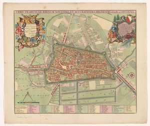 Plattegrond van de stad Utrecht Nejnovější a nejpřesnější kresba města překračujícího Rýn (název na objektu)