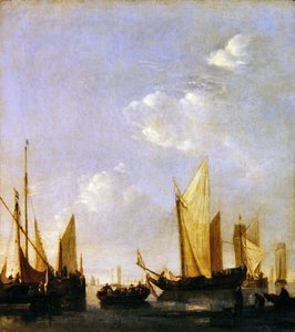 Lodní kotvení v klidném moři, cca 1650 (olej na panelu)