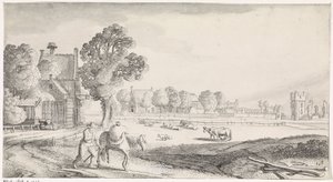 Farmář s packhorse na venkovské cestě Krajiny a zábavné památky Playsante (název série) od Jan van de Velde (II)