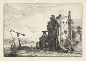 Postavy v hostinci v kulaté věži Krajiny (název série) Amenissimae aliquot requculae (název série) od Jan van de Velde (II)