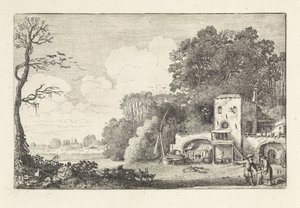 Krajina s propuštěním Hagar a Ismaela Krajiny (název série) Amenissimae aliquot requculae (název série) od Jan van de Velde (II)