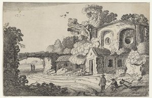 Landschap se setkal s oude burchtem Ruiny v krajině (název série) Starověké ruiny a některé z nejkrásnějších oblastí (název série) od Jan van de Velde (II)