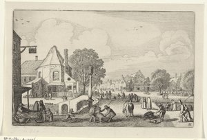 Trhový den ve městě Krajiny (název série) Amenissimae aliquot requculae (název série) od Jan van de Velde (II)