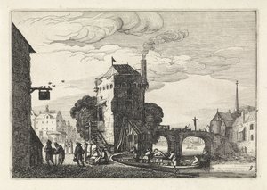 Panoráma města s mostem přes řeku Krajiny (název série) Amenissimae aliquot requculae (název série) od Jan van de Velde (II)