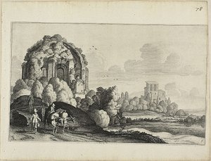 Cestující před chrámem Minerva Medica v Římě od Jan van de Velde II