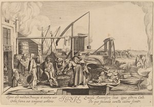oheň od Jan van de Velde II after Willem Buytewech