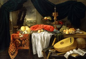 Zátiší s humrem, citrony a loutnou, 1645