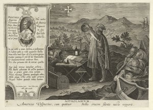 Amerigo Vespucci Objevování jižního kříže s astrolábem, z Nova Reperta, hospoda. 1600 (rytina) od Jan van der Straet