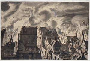 Požár na Elandsgracht od Jan van der Heyden