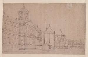 Náměstí Dam s Novou radnicí od Jan van der Heyden
