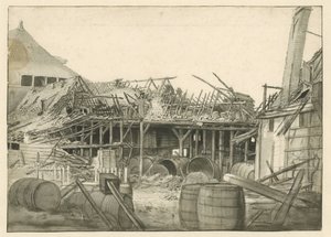 Zbytky vyhořelého skladu od Jan van der Heyden