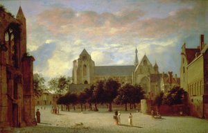 Pohled na Grote Kerk ve Veere z jihu (olej na panelu) od Jan van der Heyden