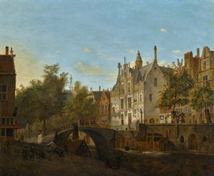 Pohled na Oude Delft s Gemeenlandshuis od Jan van der Heyden