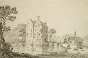 Hrad Zuylenburgh (Slot Zuylen) (pero a tužka na papíře) od Jan van der Heyden