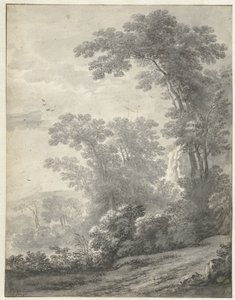 Horská krajina se stromy poblíž řeky od Jan van der Meer (II)