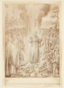 Historie S. Giovanni Alberti Fiorentino. Opat Petrus ohněm dokazuje, že biskup z Florencie je heretik a simonista od Jan van der Straet