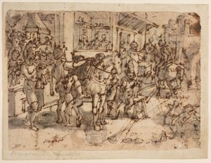 Vynález třmenu, design pro "Staphae, sive stapedes", pl. 9 v edici Nova Reperta (Nové vynálezy moderní doby). od Jan van der Straet, called Stradanus