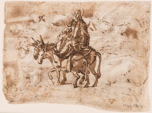 Stránka skicáku; Let do Egypta; Ukřižování od Jan van der Straet, called Stradanus