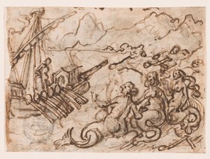 Strana skicáku: Ulysses míjí Sirény (recto); Ulysses v podsvětí (verze) od Jan van der Straet, called Stradanus
