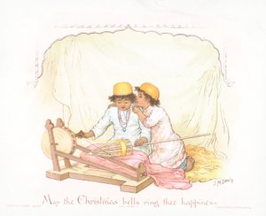 Arabští chlapci, vánoční přání (chromolitho)