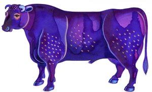 Býk Taurus, 1996, (tuš a kvaš) od Jane Tattersfield