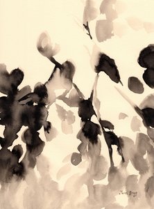 Leaves Abstract in Ink II, cca 2019 (tuš na papíře) od Janel Bragg