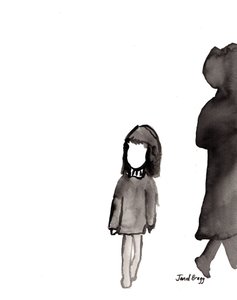 Monday Girl, cca 2017 (tuš na papíře) od Janel Bragg