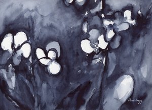 Orchidej v indigu, cca 2017 (akvarel na papíře) od Janel Bragg