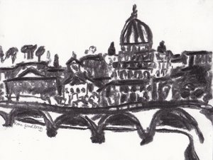 Bazilika svatého Petra Řím, cca 2014 (uhel na papíře) od Janel Bragg