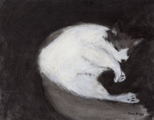 Thomas Taking a Naping, c. 2018 (uhel a pastel na papíře) od Janel Bragg