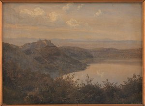 Pohled na Castel Gandolfo, Itálie