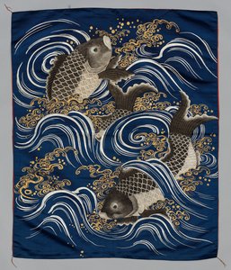 Dárkový obal (Fukusa) s kaprem ve vlnách od Japan, Meiji period