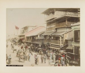 Ulice v japonské Ósace (ručně kolorovaná černobílá fotografie) od Japanese Photographer