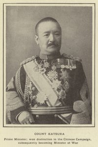 hrabě Katsura, předseda vlády; získal vyznamenání v čínské kampani a následně se stal ministrem války od Japanese Photographer