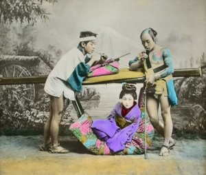 Ručně kolorovaný japonský albuminový tisk, cca 1880 od Japanese Photographer